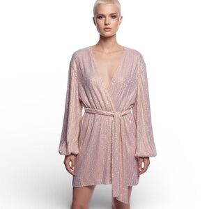 Retrofete Gabrielle Robe Dress in Baby Pink Size S MSRP $698 Iridescent Sequins